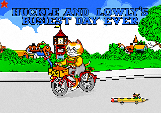 Richard Scarry's Huckle and Lowly's Busiest Day Ever title screen for Sega Pico